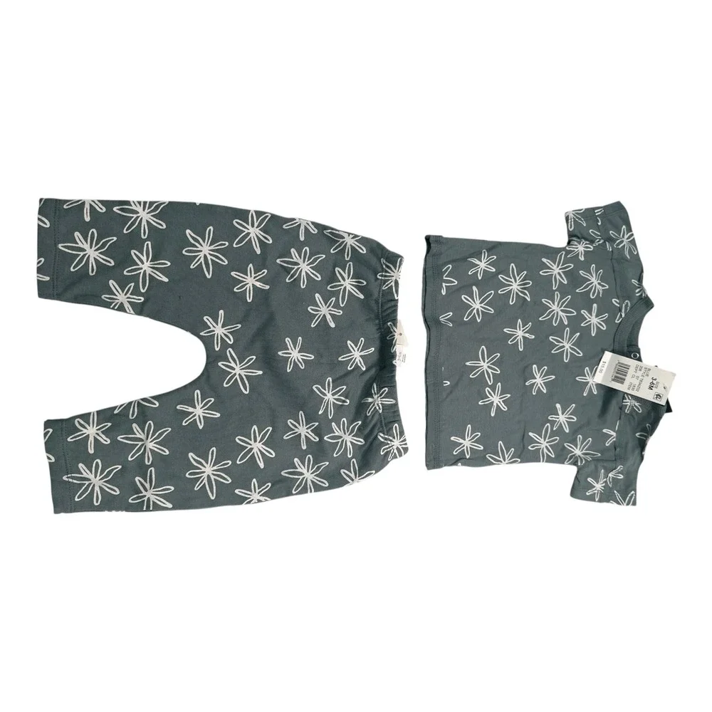 GRAYSON Mini Gray Blue Floral‎ T-Shirt & Pants Set - Size 3-6M - NWT